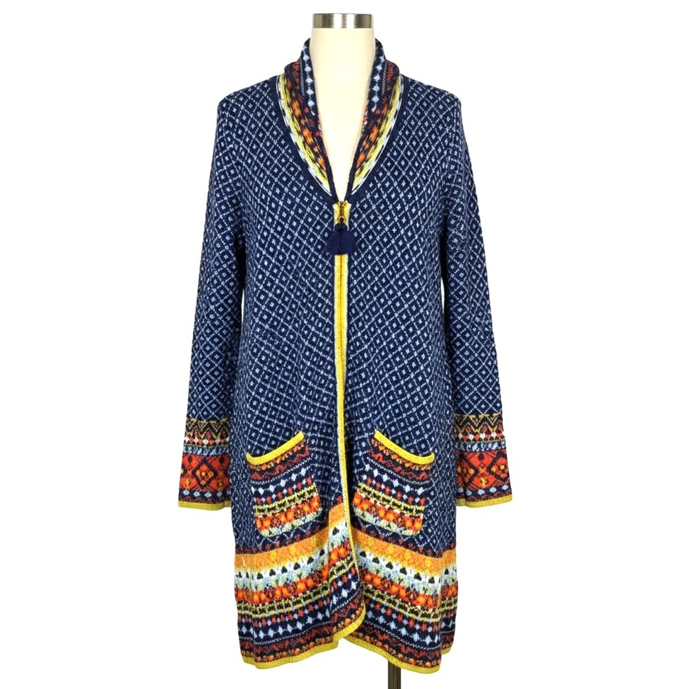 Sahalie Cardigan Zip Hood Sweater Women's Medium Wool Blend‎ cottagecore Boho